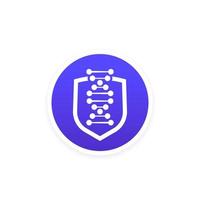 logotipo de dna e escudo, ícone de vetor de proteção genética
