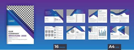 perfil de empresa de design de brochura de negócios com formas gradientes modernas, design de brochura de 16 páginas