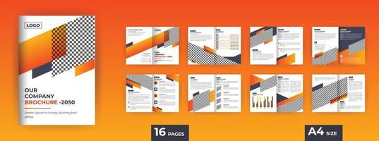 perfil de empresa de design de brochura de negócios com formas gradientes modernas, design de brochura de 16 páginas vetor
