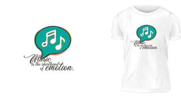 design de t-shirt, a música é a abreviação de emoção. vetor