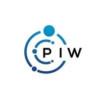 design de logotipo de tecnologia de letra piw em fundo branco. piw letras iniciais criativas conceito de logotipo. design de letra piw. vetor