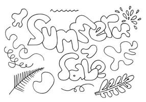 conjunto de ilustração de collection.vector de doodle de venda de verão. vetor