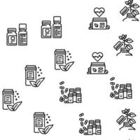 conjunto de ícones de coleção de medicamentos homeopatia vetor