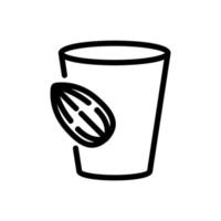 ilustração de contorno de vetor de ícone de copo de bebida de amêndoa