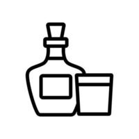 ilustração de contorno de vetor de ícone de vidro de garrafa de uísque