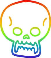 desenho de linha de gradiente de arco-íris desenho animado crânio de halloween vetor