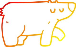 urso de desenho animado de desenho de linha gradiente quente vetor