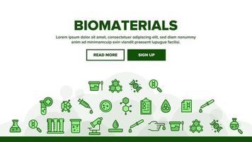 biomateriais, conjunto de ícones lineares de vetor de análise médica