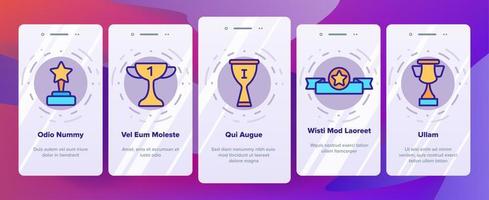 troféus e medalhas para o primeiro lugar vector onboarding