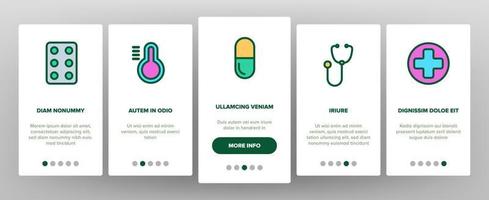 conjunto de ícones de linha de medicina vector onboarding