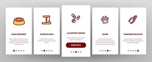 conjunto de ícones de linha de animais de estimação vector onboarding