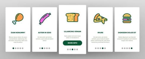 conjunto de ícones de linha de alimentos vector onboarding