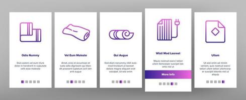 conjunto de ícones de onboarding de cobertor e toalha vetor