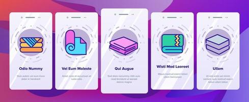 conjunto de ícones de onboarding de cobertor e toalha vetor