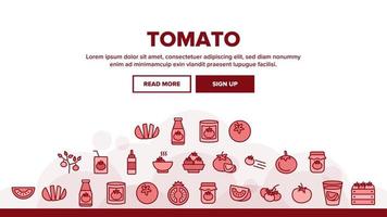 vetor de cabeçalho de pouso de comida vegetariana de tomate