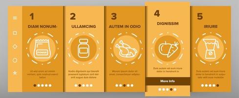 conjunto de ícones de linha de alimentos de suplementos esportivos vector onboarding