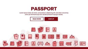 vetor de cabeçalho de pouso de passaporte