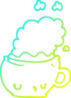 linha de gradiente frio desenhando uma xícara de café de desenho animado bonito vetor