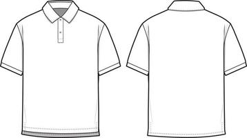camisa polo manga curta com gola ilustração de desenho técnico plano modelo de maquete em branco para design e pacotes de tecnologia cad sketch técnico vetor