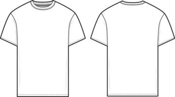 camiseta slim fit ilustração de desenho técnico plano manga curta modelo de maquete de streetwear em branco para pacotes de design e tecnologia vetor