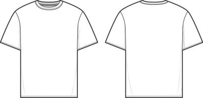 t-shirt de ajuste regular ilustração de desenho técnico plano manga curta modelo de maquete de streetwear em branco para pacotes de design e tecnologia. vetor