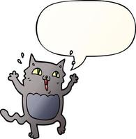 desenho animado gato animado louco e bolha de fala no estilo de gradiente suave vetor