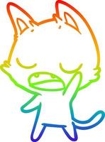 desenho de linha de gradiente de arco-íris desenho de gato falante vetor