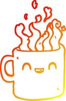 desenho de linha de gradiente quente desenho de desenho de xícara de café quente vetor