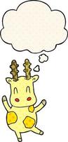 girafa de desenho animado bonito e balão de pensamento no estilo de quadrinhos vetor