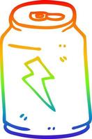 desenho de linha de gradiente de arco-íris bebida energética de desenho animado vetor