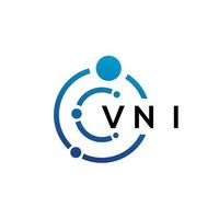 design de logotipo de tecnologia de letra vni em fundo branco. letras de iniciais criativas vni conceito de logotipo. design de letra vni. vetor