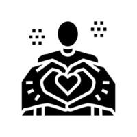 gesto de coração na ilustração vetorial de ícone de glifo do corpo humano vetor
