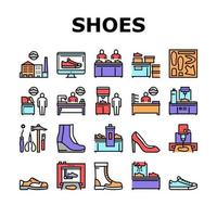 conjunto de ícones de coleção de serviço de reparo de sapatos vetor