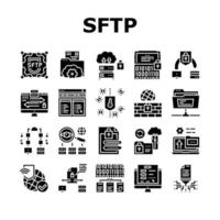 ssh, vetor de conjunto de ícones de protocolo de transferência de arquivos sftp