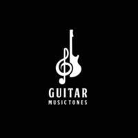 emblema com guitarra para concerto de música acústica isolado vetor