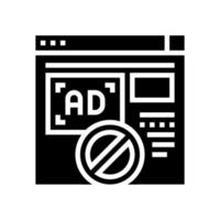 ilustração em vetor de ícone de glifo de site de anúncios bloqueados