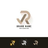 logotipo do monograma letra r ou jr com design de método de grade vetor