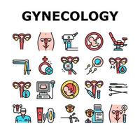 conjunto de ícones de coleção de tratamento de ginecologia sinal vetorial vetor