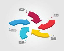 modelo de gráfico de seta para infográfico para apresentação de 5 elementos vetor