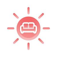 elemento de ícone de modelo de design gradiente de logotipo de sofá de sol vetor