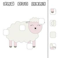 recorte e cole. jogo educativo para crianças. modelo vetorial com ovelhas vetor