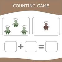 jogo educativo para crianças, crianças. . jogo de aprendizagem de matemática, jogo de contagem. ilustração vetorial para impressão, página vetor