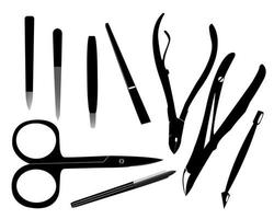 ferramentas para manicure em um fundo branco vetor