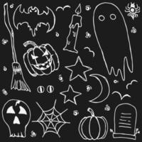 doodle ícones de halloween vetor