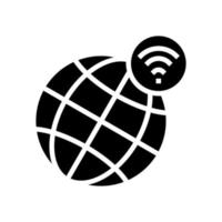 ilustração em vetor ícone glifo de conexão wi-fi em todo o mundo