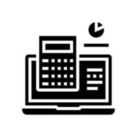 ilustração de vetor de ícone de glifo de calculadora de computador preto