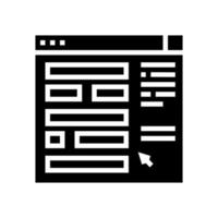 ilustração de vetor de ícone de glifo de planejamento de site