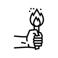 ilustração vetorial de ícone de linha de tocha de fogo vetor