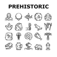 conjunto de ícones de coleção do período pré-histórico vetor