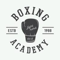 logotipo de boxe e artes marciais, distintivo ou rótulo em estilo vintage. vetor